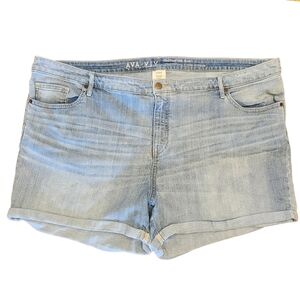 Ava & Viv Blue Jean Shorts with Cuffed Hem Size 26w